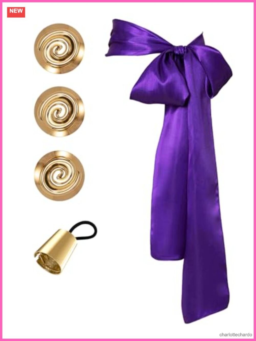 Women Costume Accessory Set Sash Belt Golden Spiral Brooch Hairband